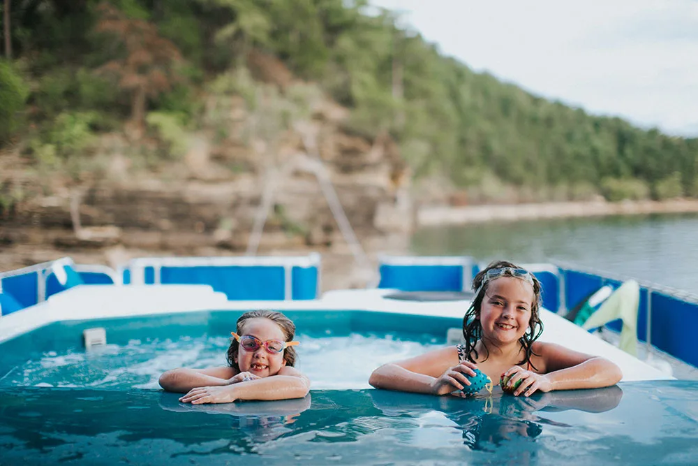 Playing in the Houseboat's Hot Tub